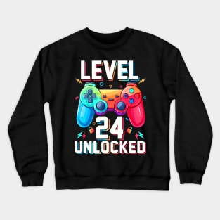 Level 24  Video Game 24th Birthday Crewneck Sweatshirt